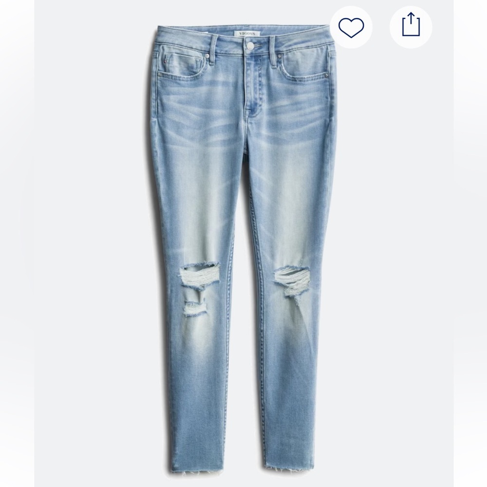 Cosmic Blue Adrienne Boyfriend Distressed Crop Jean
